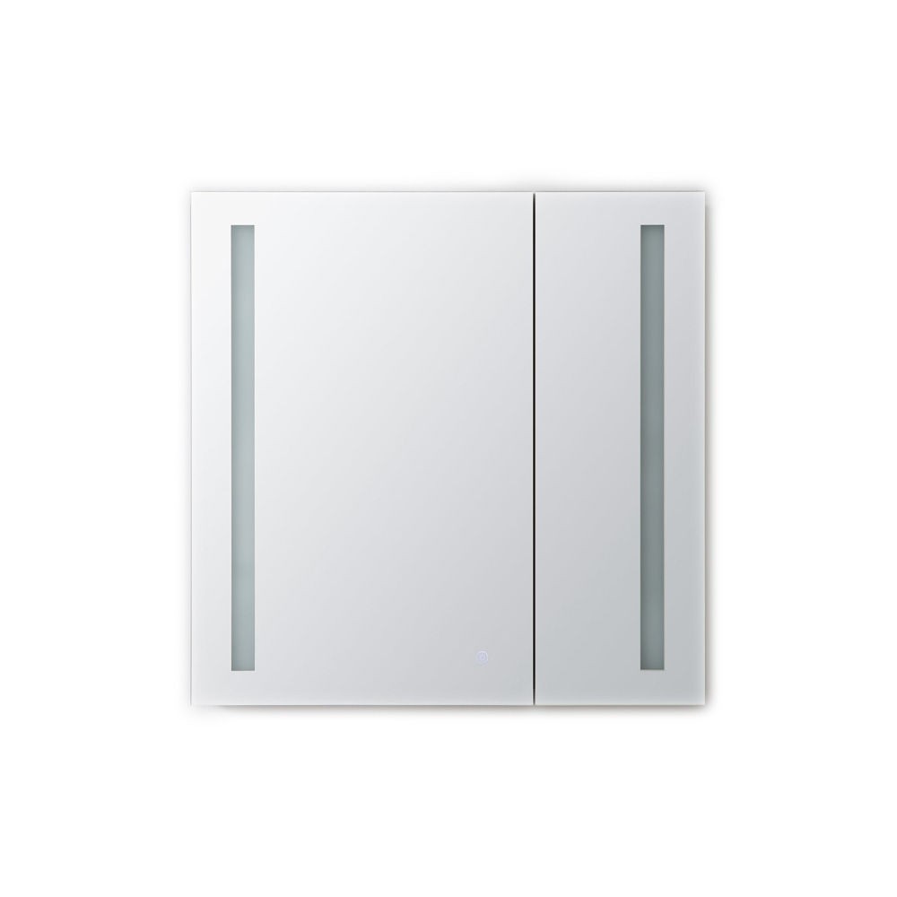 AQUADOM RB-3030-N ROYALE BASIC 30 X 30 INCH RECESSED OR SURFACE MOUNTED LED MEDICINE CABINET WITH DIMMER AND TOUCH SCREEN BUTTON