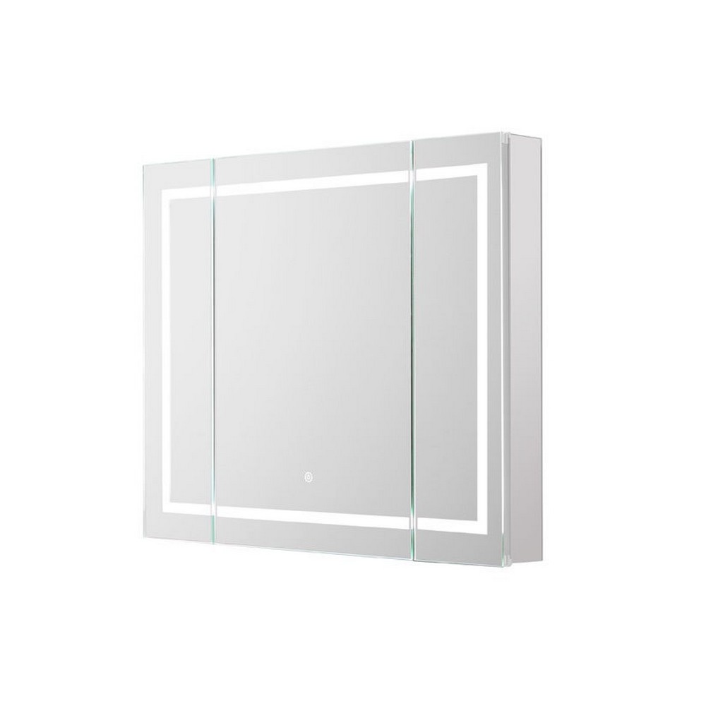 AQUADOM RP3-4030-N ROYALE PLUS 40 X 30 INCH RECESSED OR SURFACE MOUNTED LED MEDICINE CABINET WITH DEFOGGER, LED 3X MAKEUP MIRROR AND ELECTRICAL OUTLETS