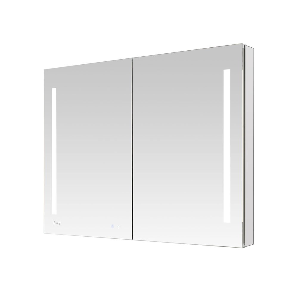 AQUADOM SR-4830-N SIGNATURE ROYALE 48 X 30 INCH RECESSED OR SURFACE MOUNTED LED MEDICINE CABINET WITH DEFOGGER, DIMMER, CLOCK, LED 3X MAKEUP MIRROR, OUTLETS AND USBS