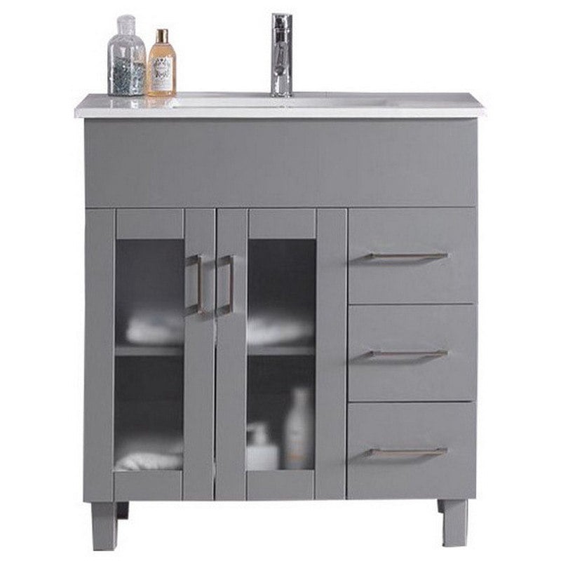 LAVIVA 31321529-32G-CB NOVA 32 INCH GREY CABINET WITH CERAMIC BASIN COUNTERTOP