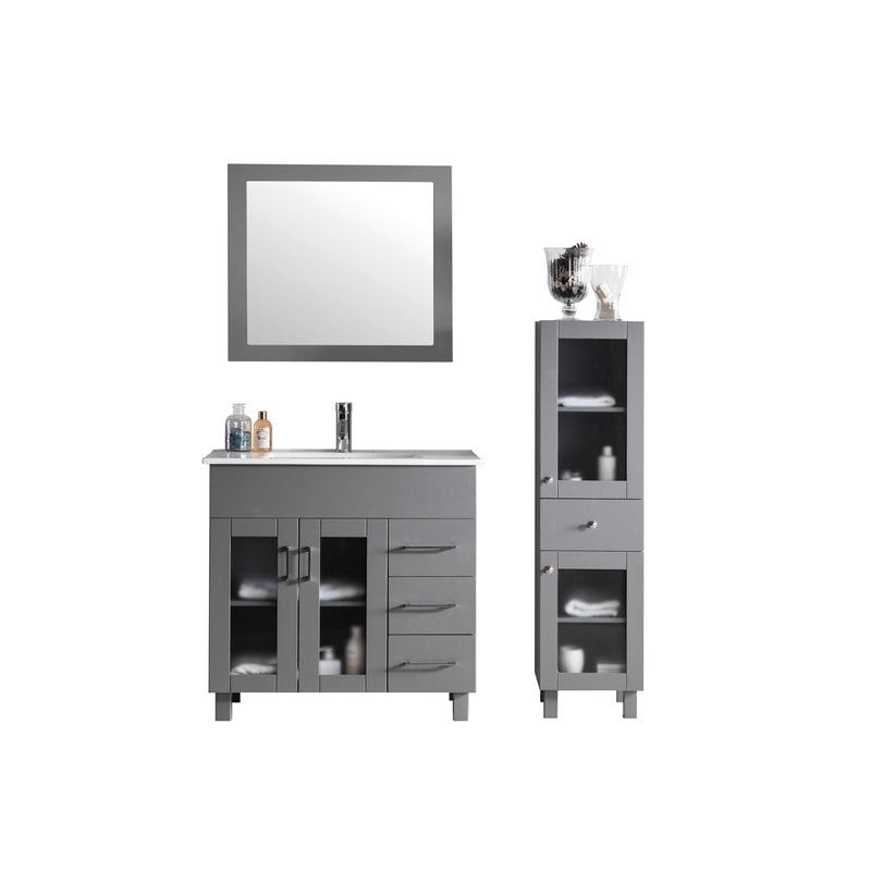 LAVIVA 31321529-36G-CB NOVA 36 INCH GREY CABINET WITH CERAMIC BASIN COUNTERTOP