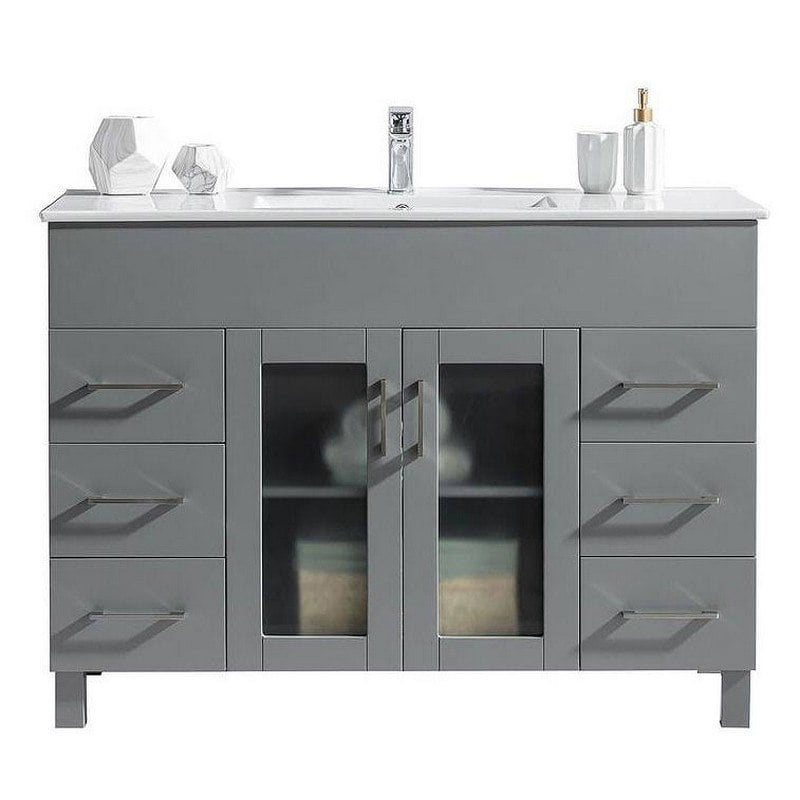 LAVIVA 31321529-48G-CB NOVA 48 INCH GREY CABINET WITH CERAMIC BASIN COUNTERTOP