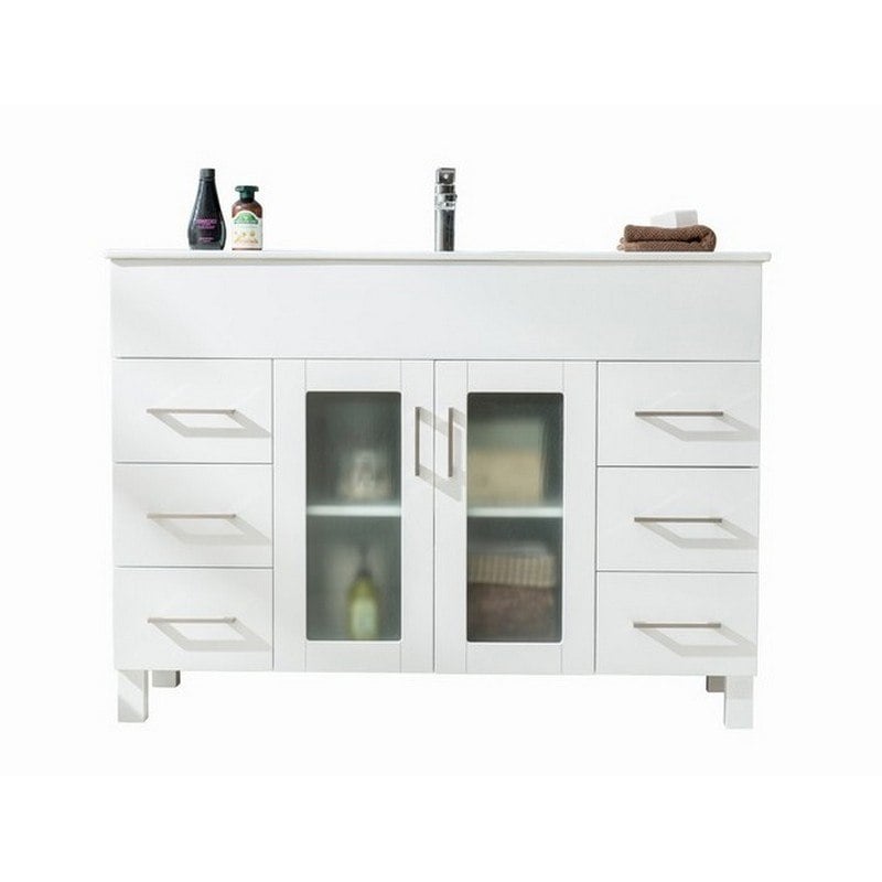 LAVIVA 31321529-48W-CB NOVA 48 INCH WHITE CABINET WITH CERAMIC BASIN COUNTERTOP