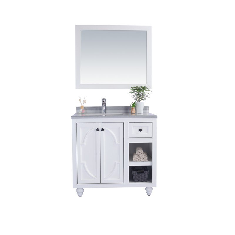 LAVIVA 313613-36W-WS ODYSSEY 36 INCH WHITE CABINET WITH WHITE STRIPES COUNTERTOP