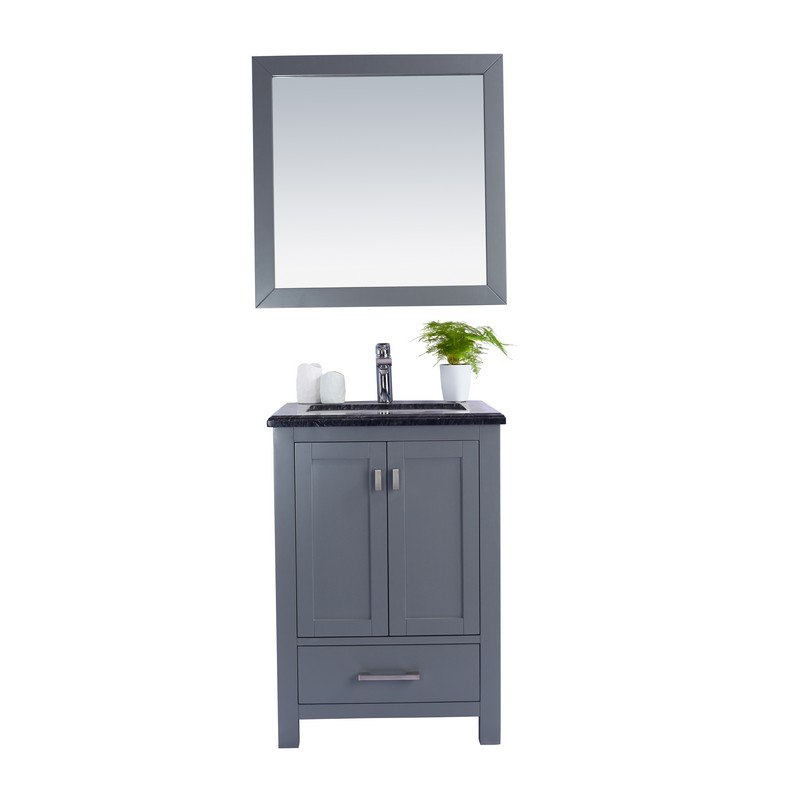 LAVIVA 313ANG-24G-BW WILSON 24 INCH GREY CABINET WITH BLACK WOOD COUNTERTOP