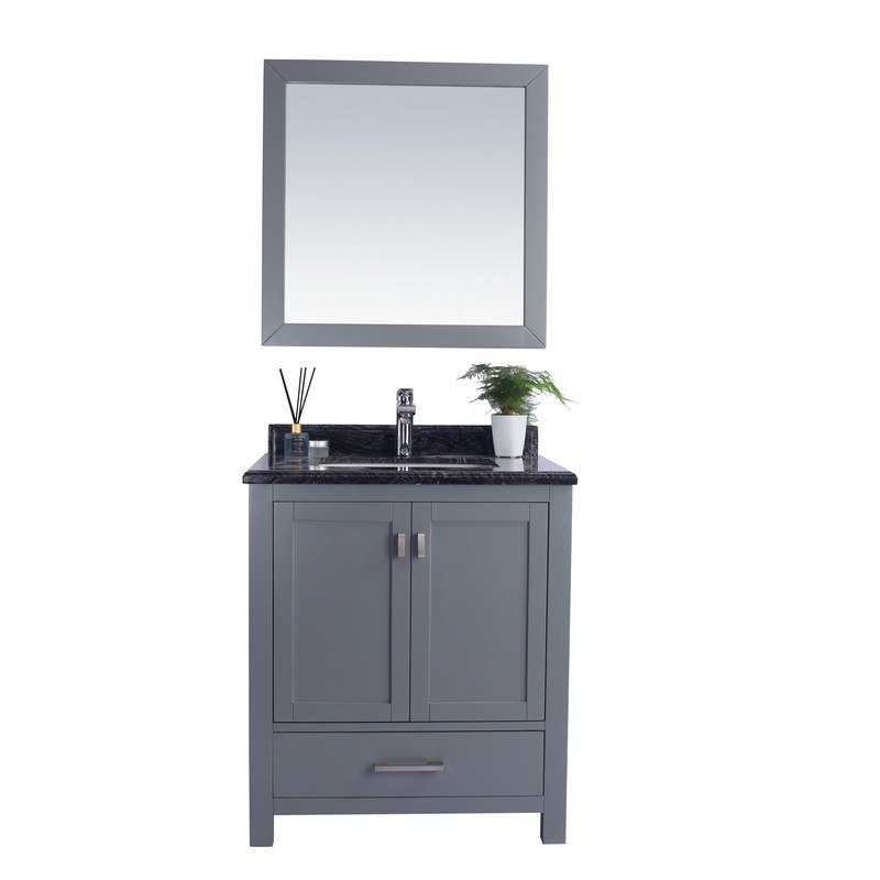 LAVIVA 313ANG-30G-BW WILSON 30 INCH GREY CABINET WITH BLACK WOOD COUNTERTOP