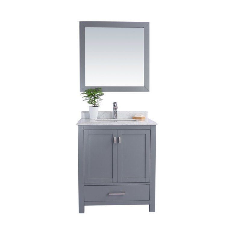 LAVIVA 313ANG-30G-WC WILSON 30 INCH GREY CABINET WITH WHITE CARRARA COUNTERTOP