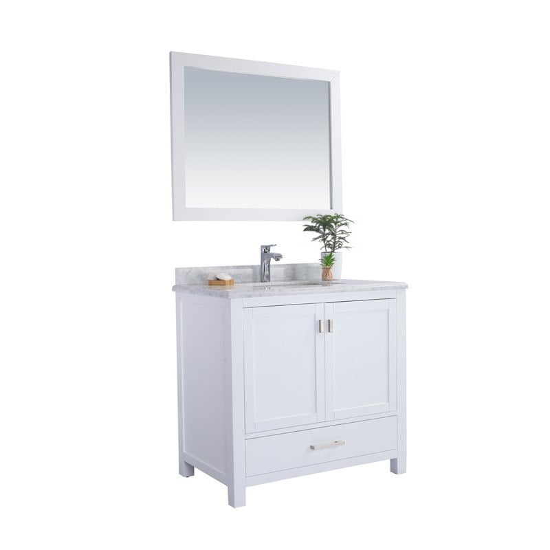 LAVIVA 313ANG-36W-WC WILSON 36 INCH WHITE CABINET WITH WHITE CARRARA COUNTERTOP