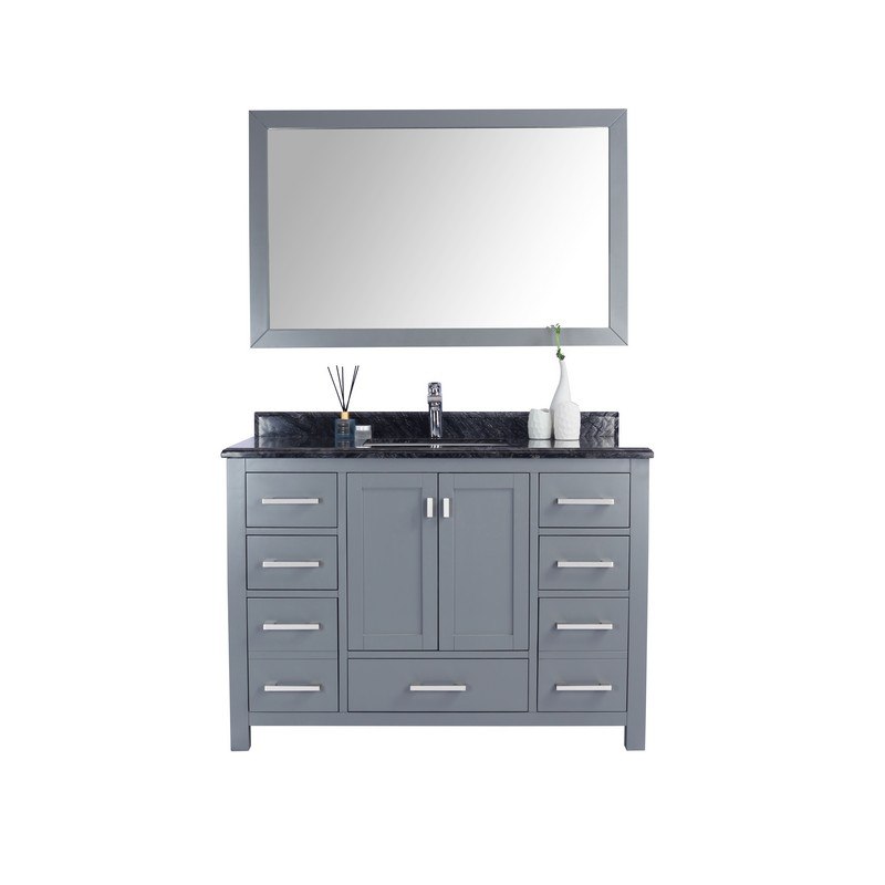 LAVIVA 313ANG-48G-BW WILSON 48 INCH GREY CABINET WITH BLACK WOOD COUNTERTOP