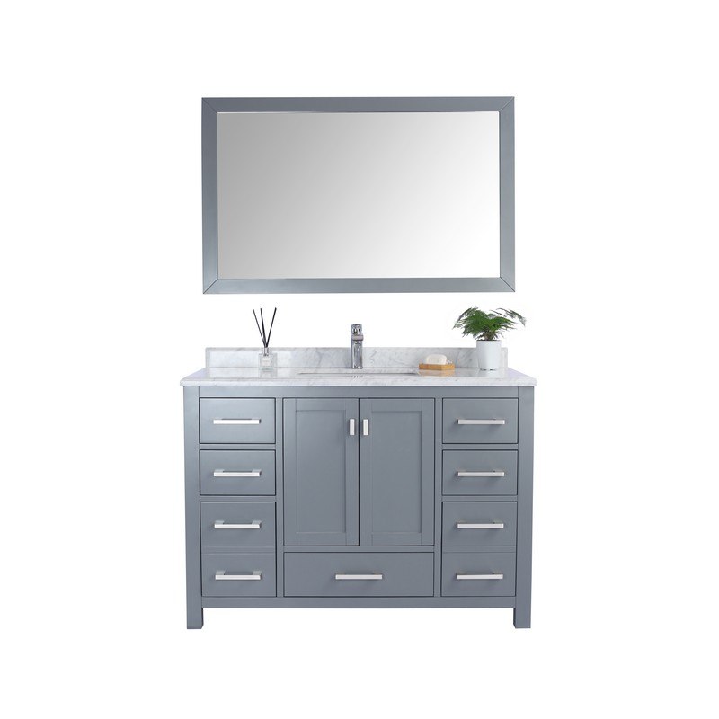 LAVIVA 313ANG-48G-WC WILSON 48 INCH GREY CABINET WITH WHITE CARRARA COUNTERTOP