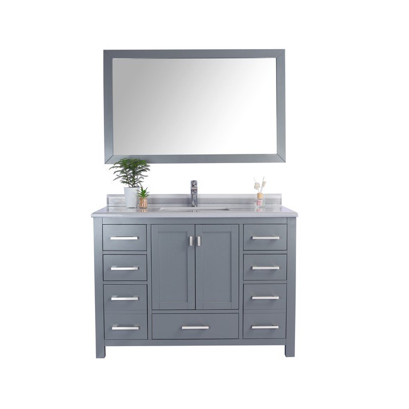 LAVIVA 313ANG-48G-WS WILSON 48 INCH GREY CABINET WITH WHITE STRIPE COUNTERTOP