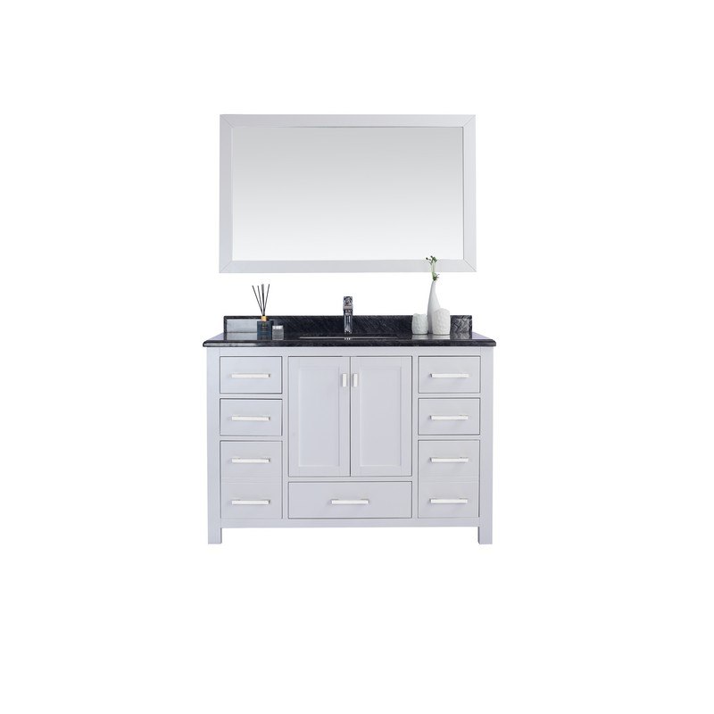 LAVIVA 313ANG-48W-BW WILSON 48 INCH WHITE CABINET WITH BLACK WOOD COUNTERTOP