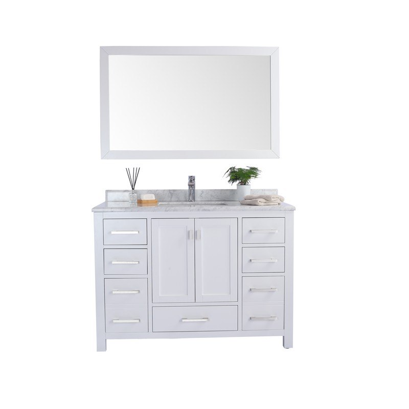 LAVIVA 313ANG-48W-WC WILSON 48 INCH WHITE CABINET WITH WHITE CARRARA COUNTERTOP