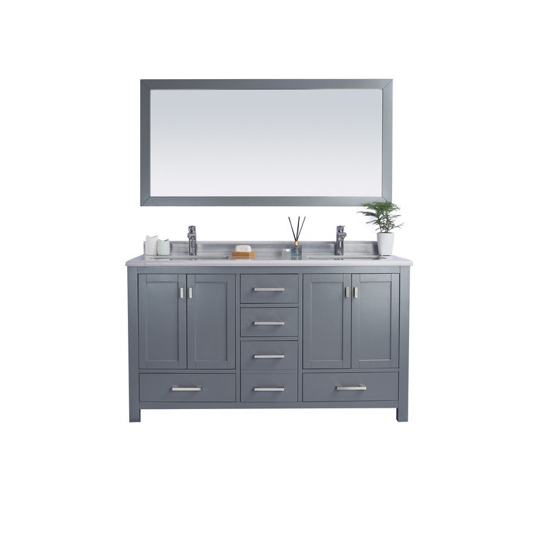 LAVIVA 313ANG-60G-WS WILSON 60 INCH GREY CABINET WITH WHITE STRIPE COUNTERTOP