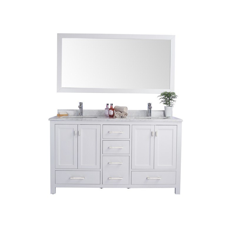 LAVIVA 313ANG-60W-WC WILSON 60 INCH WHITE CABINET WITH WHITE CARRARA COUNTERTOP