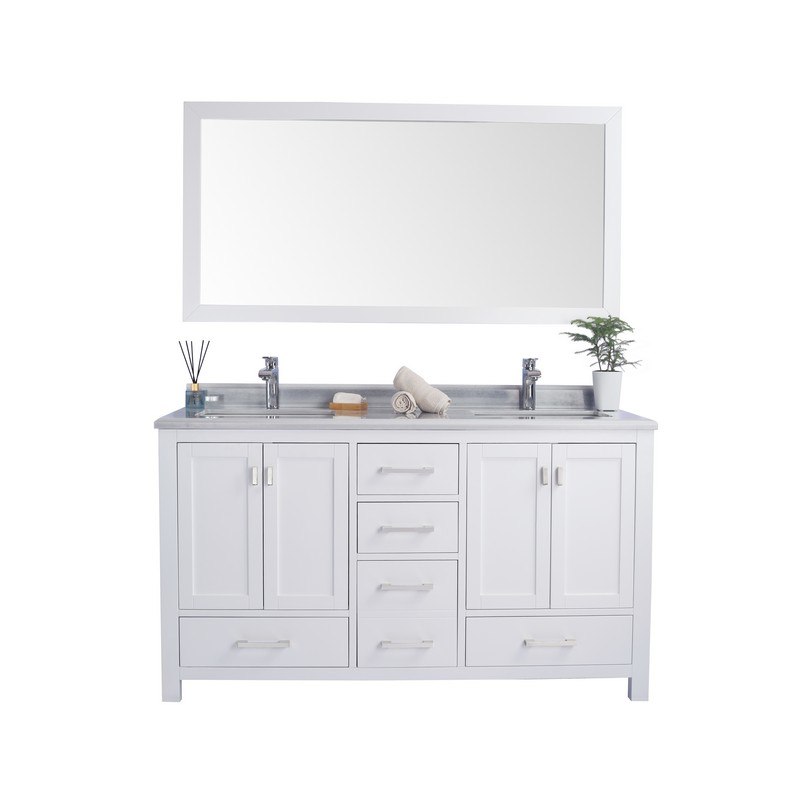 LAVIVA 313ANG-60W-WS WILSON 60 INCH WHITE CABINET WITH WHITE STRIPE COUNTERTOP