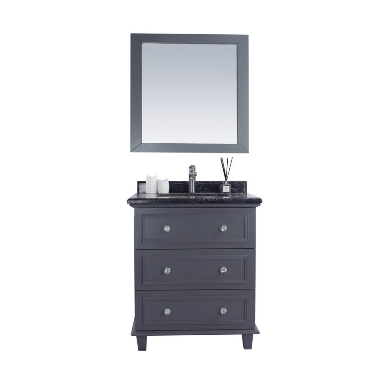LAVIVA 313DVN-30G-BW LUNA 30 INCH MAPLE GREY CABINET WITH BLACK WOOD COUNTERTOP