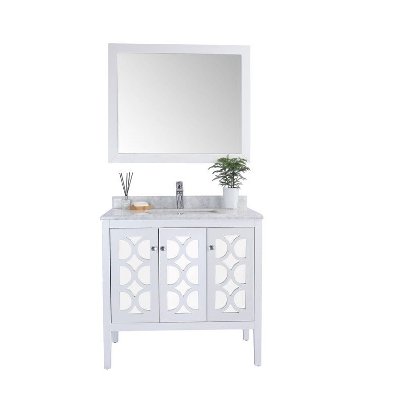 LAVIVA 313MKSH-36W-WC MEDITERRANEO 36 INCH WHITE CABINET WITH WHITE CARRARA COUNTERTOP