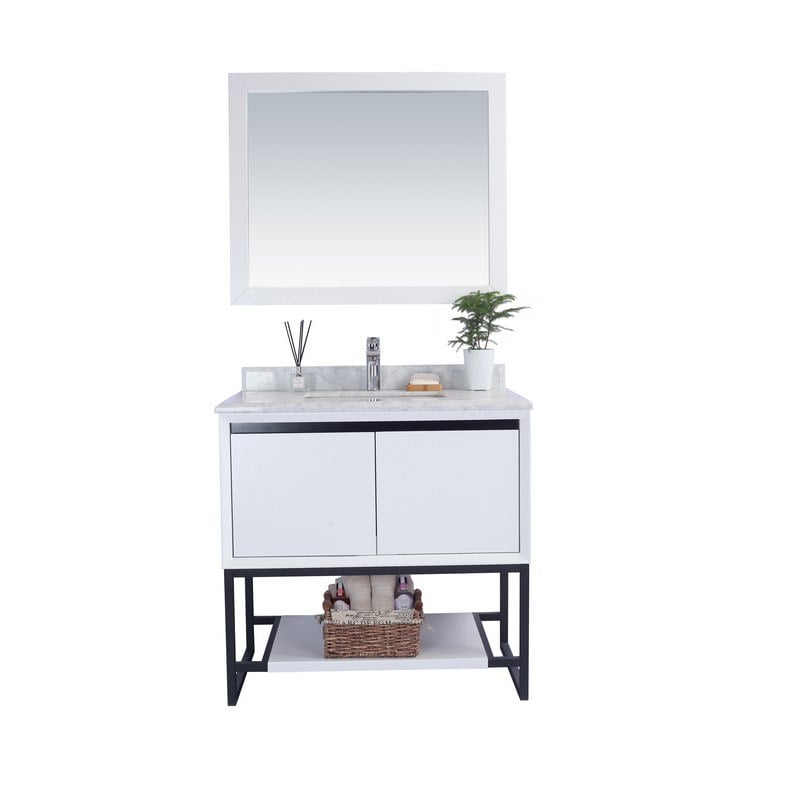 LAVIVA 313SMR-36W-WC ALTO 36 INCH WHITE CABINET WITH WHITE CARRARA COUNTERTOP