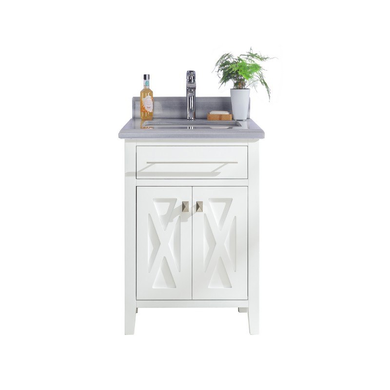 LAVIVA 313YG319-24W-WS WIMBLEDON 24 INCH WHITE CABINET WITH WHITE STRIPES COUNTERTOP