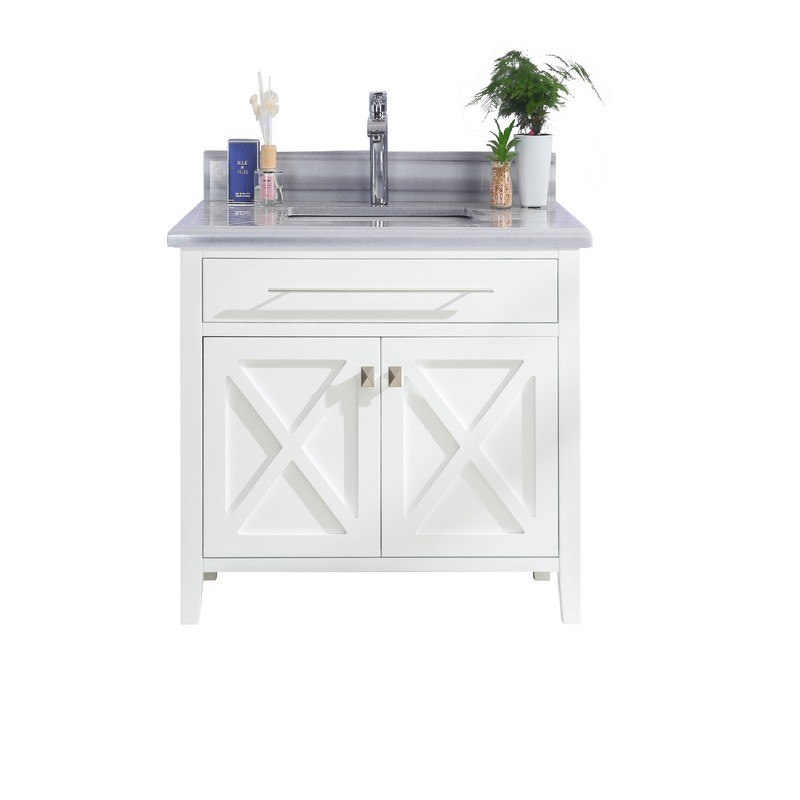 LAVIVA 313YG319-36W-WS WIMBLEDON 36 INCH WHITE CABINET WITH WHITE STRIPES COUNTERTOP