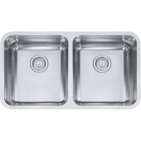 Grey Franke 101.0058.093 Stainless Steel Kitchen Sink with Double Bowl