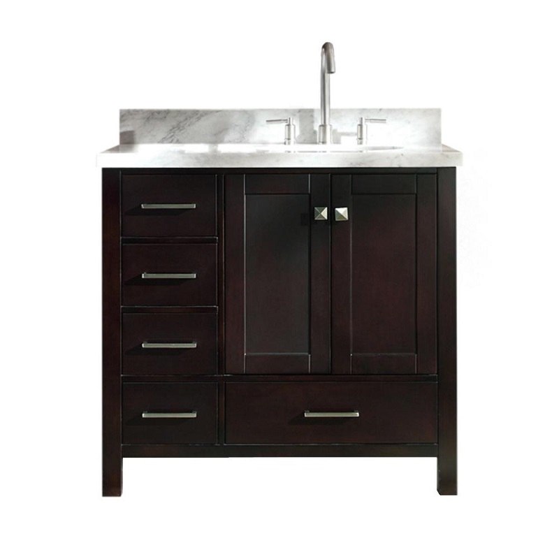 ARIEL A037S-R-VO CAMBRIDGE 37 INCH SINGLE SINK VANITY WITH OFFSET SINK
