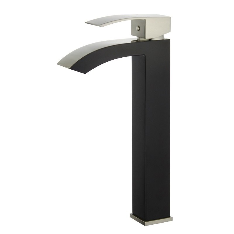 MTD MTD-8029BL/BN QUEST 12 INCH SINGLE HOLE SINGLE HANDLE BATHROOM FAUCET IN BLACK AND BRUSHED NICKEL