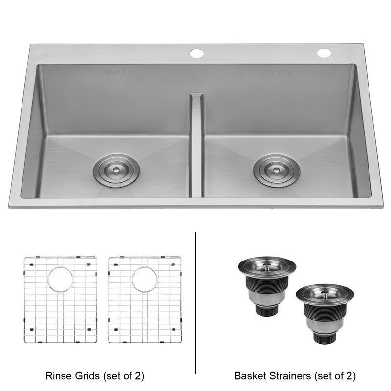 Akdy 33 L X 22 W Drop In Kitchen Sink With Adjustable Tray And