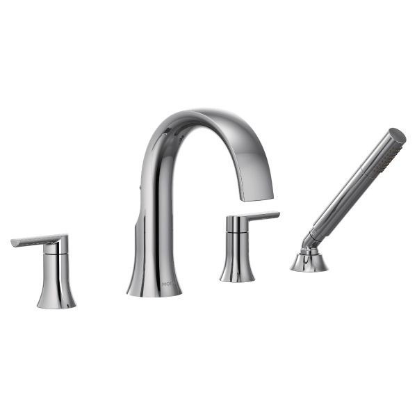MOEN TS984 DOUX TWO-HANDLE HIGH ARC ROMAN TUB FAUCET WITH HANDSHOWER