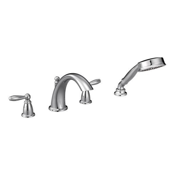 MOEN T924 BRANTFORD TWO-HANDLE ROMAN TUB FILLER WITH HANDSHOWER