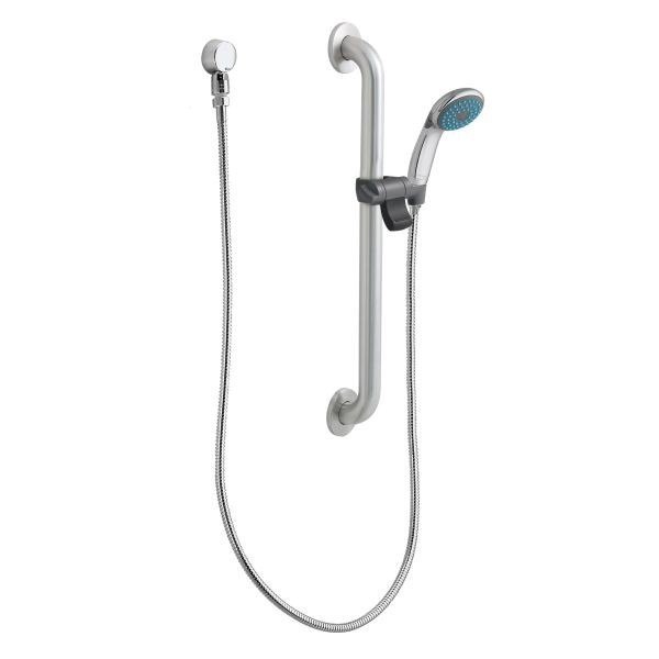 MOEN 52224GBM17 COMMERCIAL 24 INCH GRAB BAR SET WITH HANDSHOWER IN CHROME/STAINLESS, 1.75 GPM