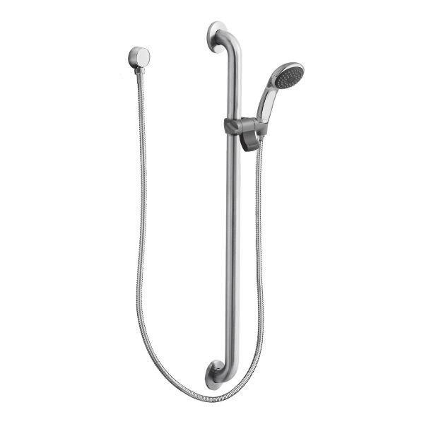 MOEN 52236GBM25 COMMERCIAL 36 INCH GRAB BAR SET WITH HANDSHOWER IN CHROME/STAINLESS, 2.5 GPM