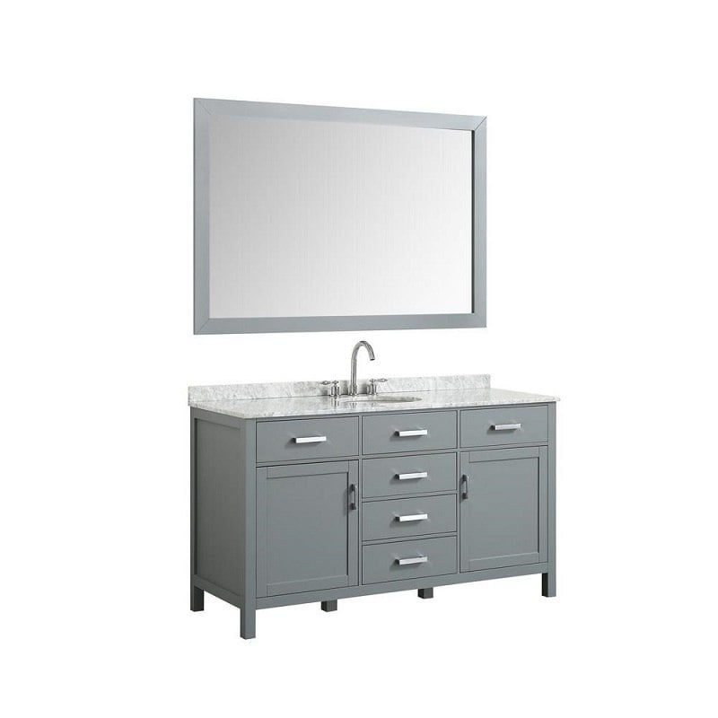 BELMONT DECOR HAMP061SOVL HAMPTON 61 INCH SINGLE OVAL SINK VANITY