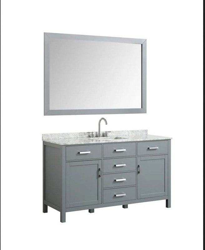 BELMONT DECOR HAMP061SREC HAMPTON 61 INCH SINGLE RECTANGLE SINK VANITY SET