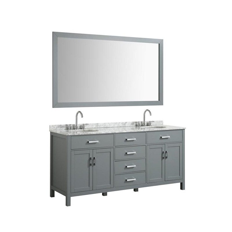 BELMONT DECOR HAMP073DOVL HAMPTON 73 INCH DOUBLE OVAL SINK VANITY SET