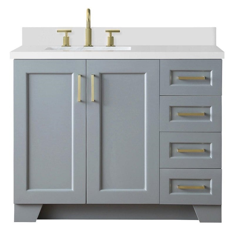 ARIEL Q43SLB-WQR TAYLOR 43 INCH LEFT OFFSET SINGLE RECTANGLE SINK VANITY