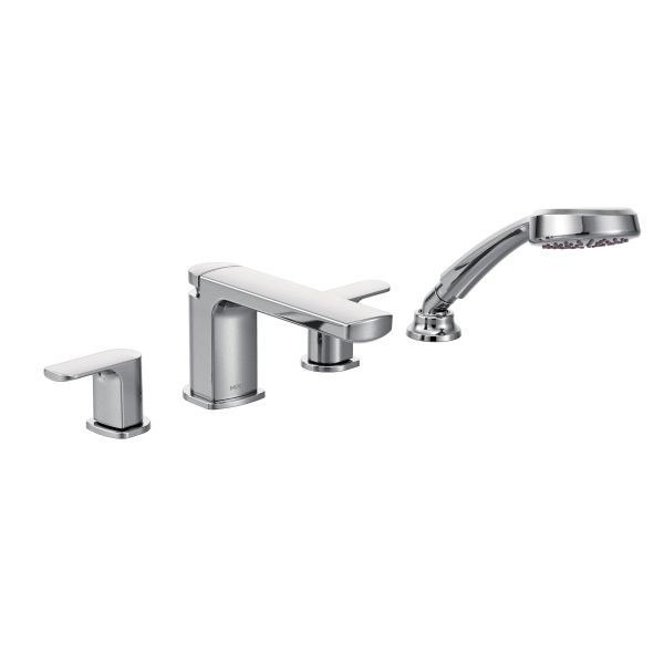 MOEN T936 RIZON TWO-HANDLE ROMAN TUB FILLER WITH HANDSHOWER IN CHROME