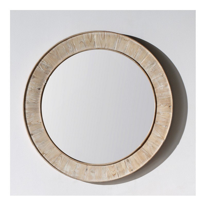 INFURNITURE WK1812M 35 x 35 INCH SOLID RECYCLED FIR 35 INCH ROUND MIRROR