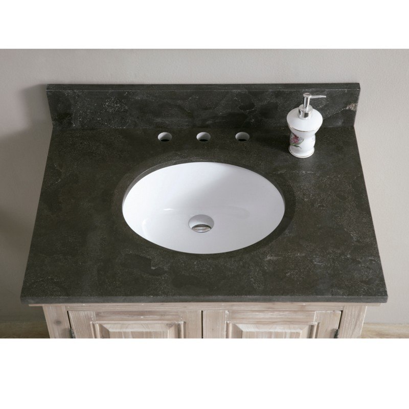 INFURNITURE WK1831+WK TOP 30 INCH SOLID RECYCLED FIR SINGLE SINK VANITY WITH LIMESTONE TOP