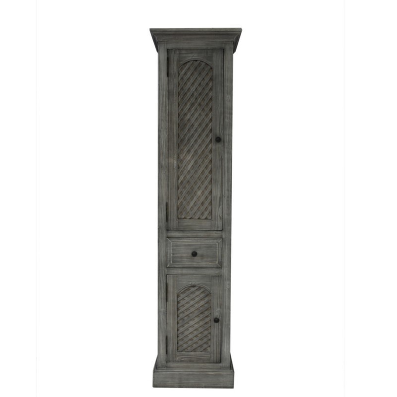INFURNITURE WK8179SC-G 79 INCH RUSTIC SOLID FIR SIDE CABINET IN GREY DRIFTWOOD