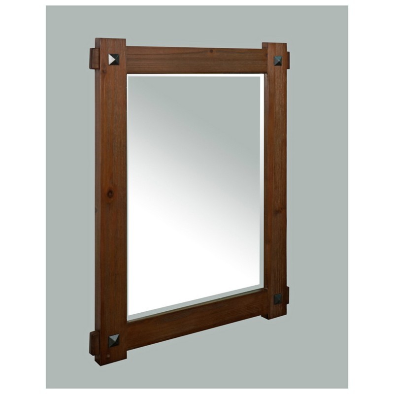INFURNITURE WK8228M-BR 28 x 36 INCH RUSTIC WOOD FRAMED MIRROR IN BROWN DRIFTWOOD