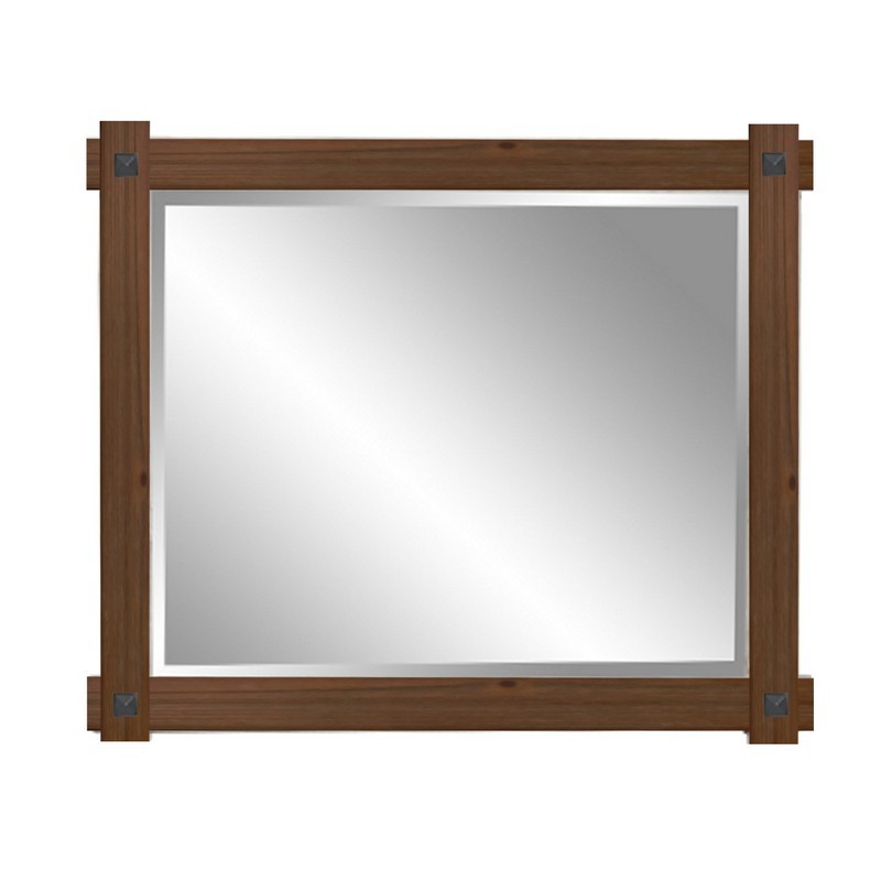 INFURNITURE WK8242M-BR 42 x 35.5 INCH RUSTIC WOOD FRAMED MIRROR IN BROWN DRIFTWOOD