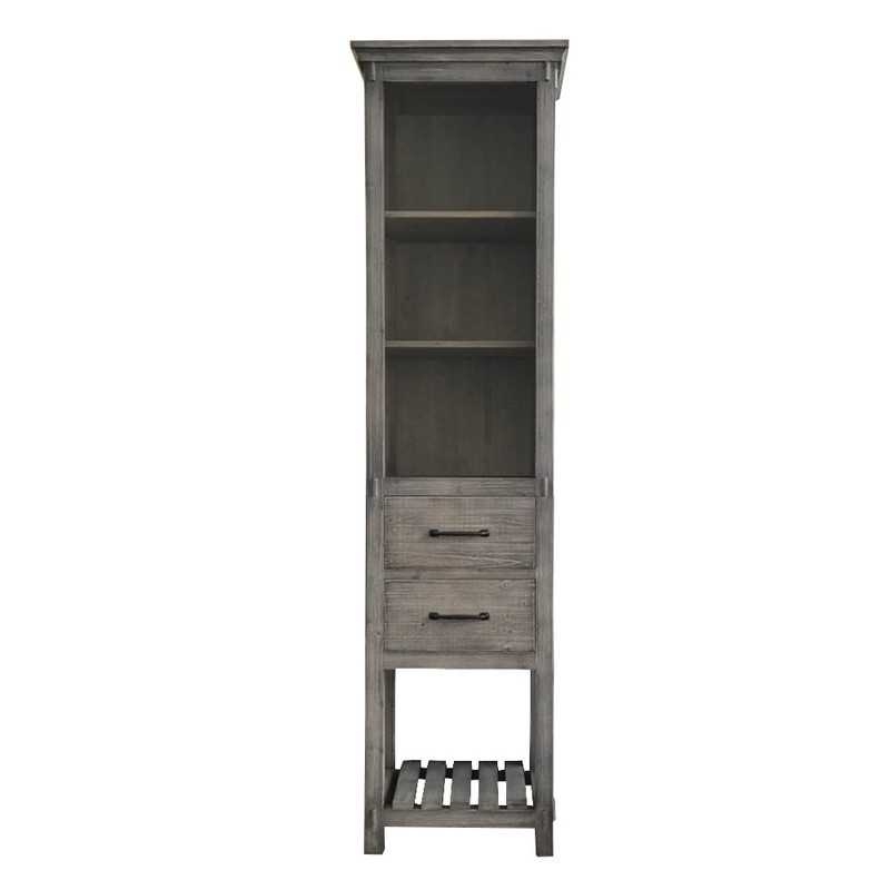 INFURNITURE WK8279SC-G 79 INCH RUSTIC SOLID FIR SIDE CABINET IN GREY DRIFTWOOD