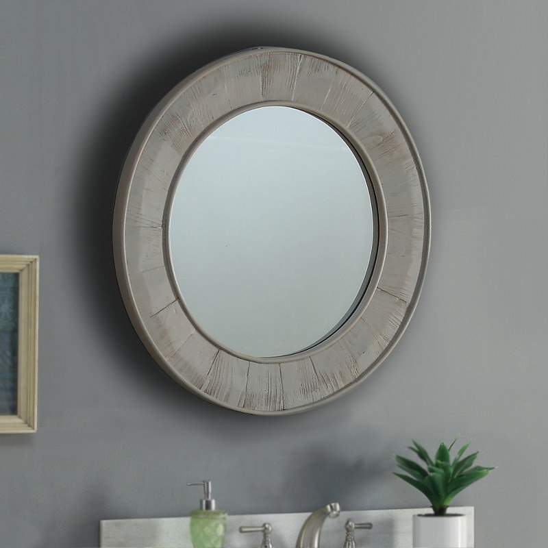 INFURNITURE WK8328M 27.5 x 38.5 INCH SOLID RECYCLED FIR ROUND MIRROR