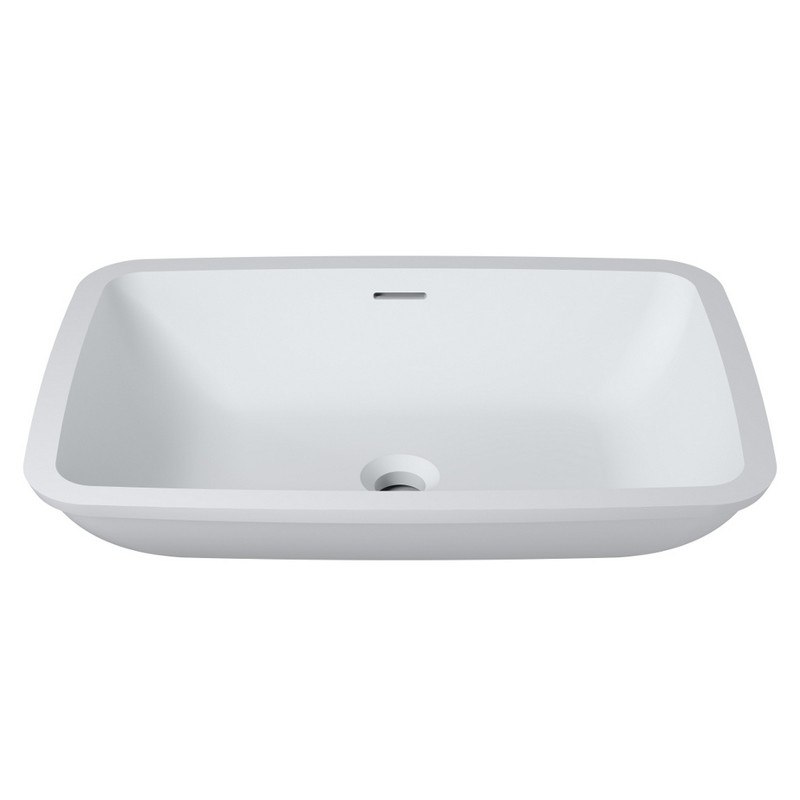 INFURNITURE WS-SO-A13-M 23 X 16 INCH POLYSTONE UNDERMOUNT AND OVERMOUNT RECTANGULAR SINK IN MATTE WHITE