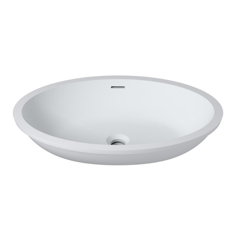INFURNITURE WS-SO-V100-G 23 X 16 INCH POLYSTONE UNDERMOUNT and OVERMOUNT OVAL SINK IN GLOSSY WHITE