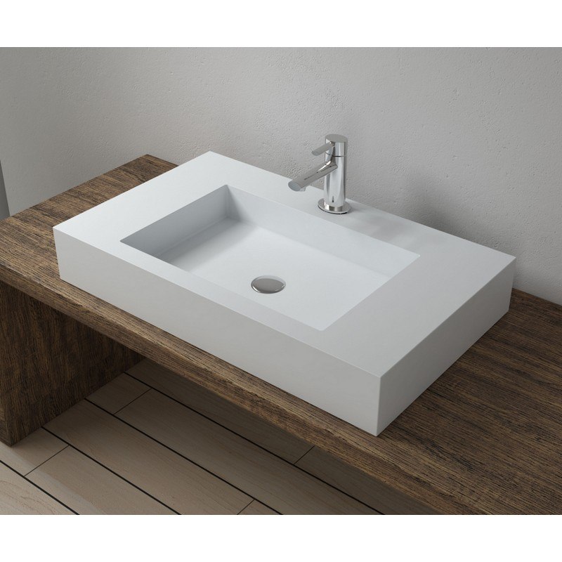 Infurniture Ws Vs V75 M 31 X 18 Inch Polystone Rectangular Vessel Bathroom Sink In Matte