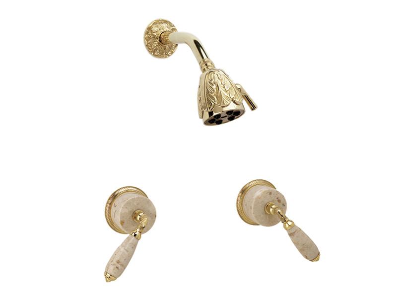 PHYLRICH K3338D VALENCIA WALL MOUNT SHOWER SET WITH TWO BEIGE MARBLE LEVER HANDLES