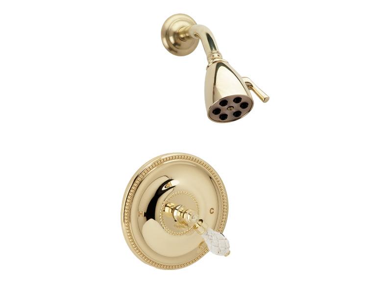 PHYLRICH PB3181 REGENT WALL MOUNT PRESSURE BALANCE SHOWER SET WITH CUT CRYSTAL LEVER HANDLE